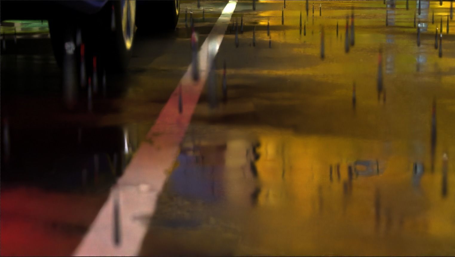 Animation road and rain 3D model_3