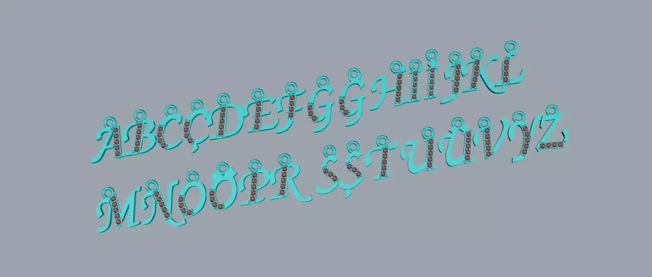 alphabet necklace earrings 3D print model