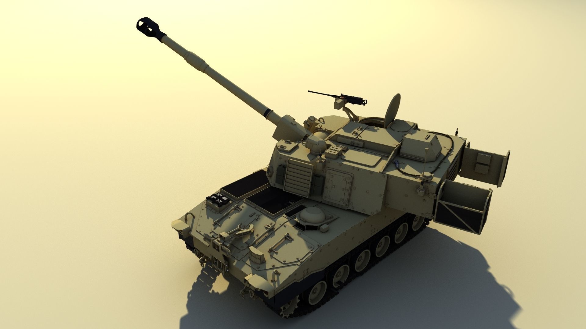 Paladin military tank Free 3D model_2
