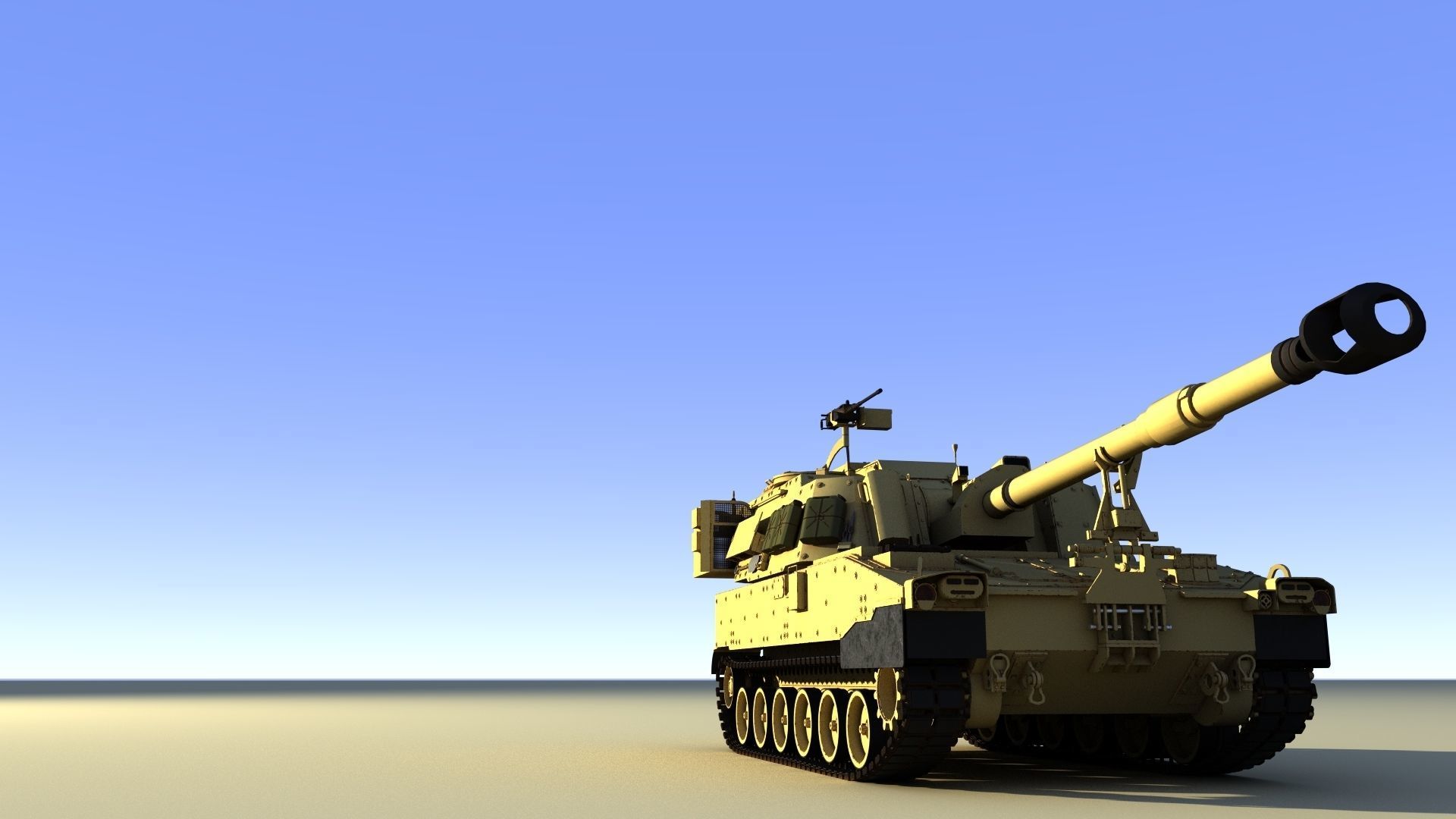 Paladin military tank Free 3D model_1