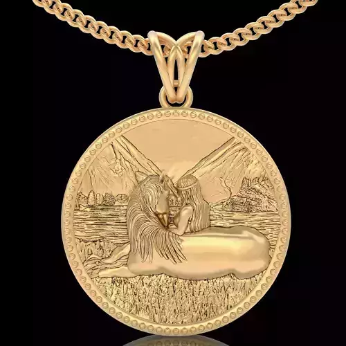 Girl horse pendant silver gold printable jewelry 3D model