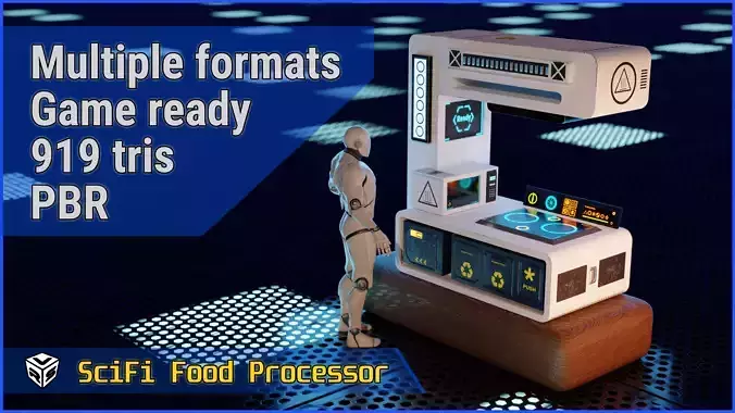 SciFi Cooking Station - Food Processor Game Ready 3D Model Low-poly 3D model
