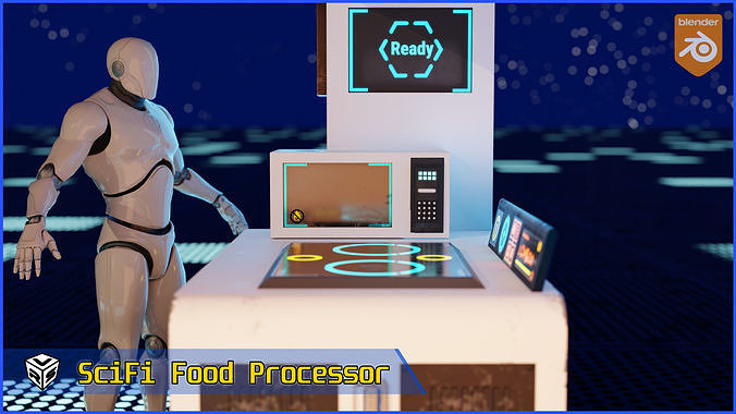 SciFi Cooking Station - Food Processor Game Ready 3D Model Low-poly 3D model 3