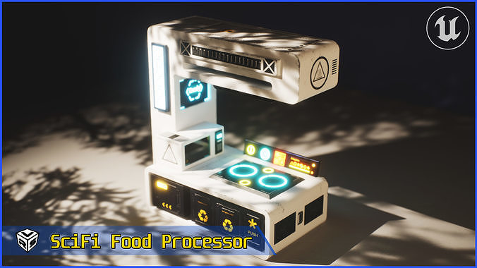SciFi Cooking Station - Food Processor Game Ready 3D Model Low-poly 3D model 6
