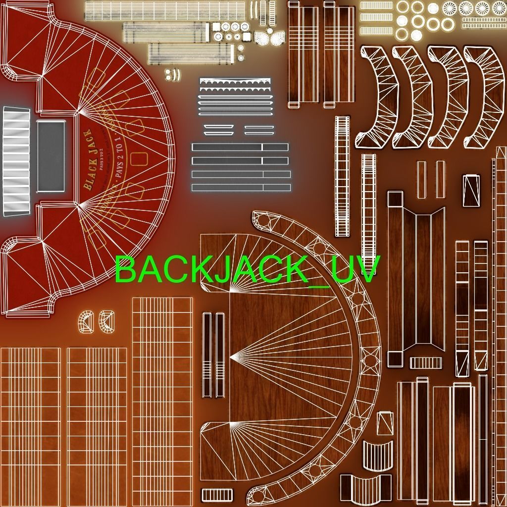 Blackjack Table 3D Low-poly 3D model_19