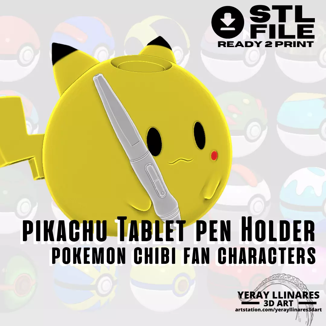 PIKACHU TABLET PENCIL HOLDER 3D print model_0