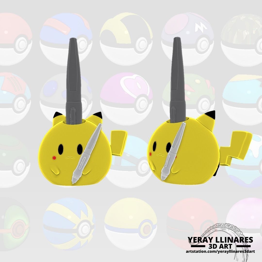 PIKACHU TABLET PENCIL HOLDER 3D print model_2