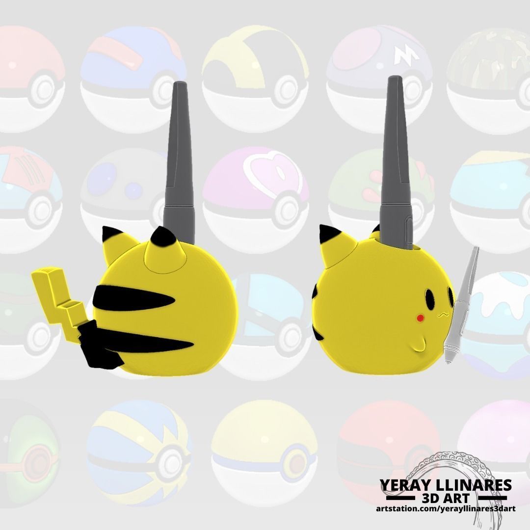 PIKACHU TABLET PENCIL HOLDER 3D print model_3
