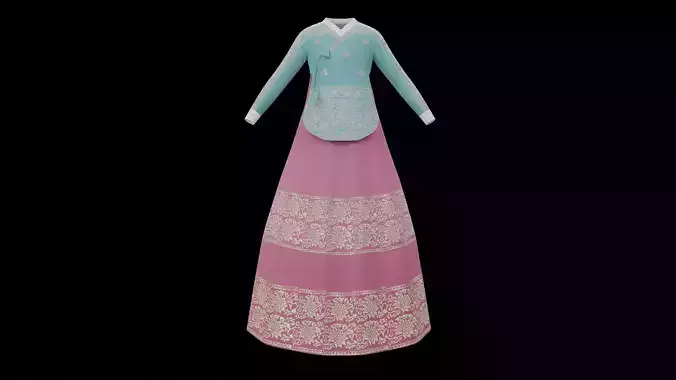 Korean Hanbok Green Pink