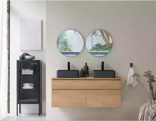 bagno modern bathroom vanity with mirror and two sinks 3D model