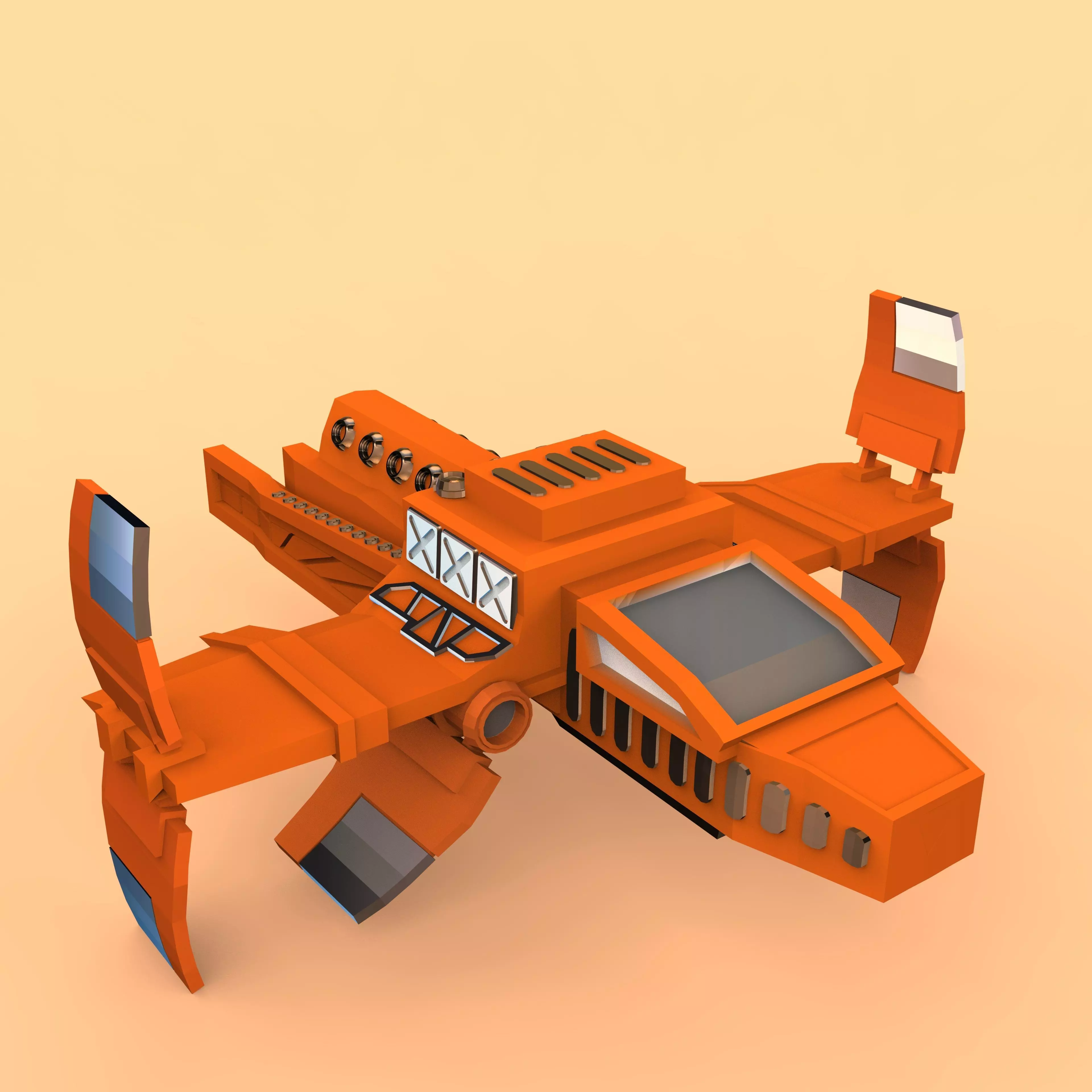 spaceship orange lego 3D print model