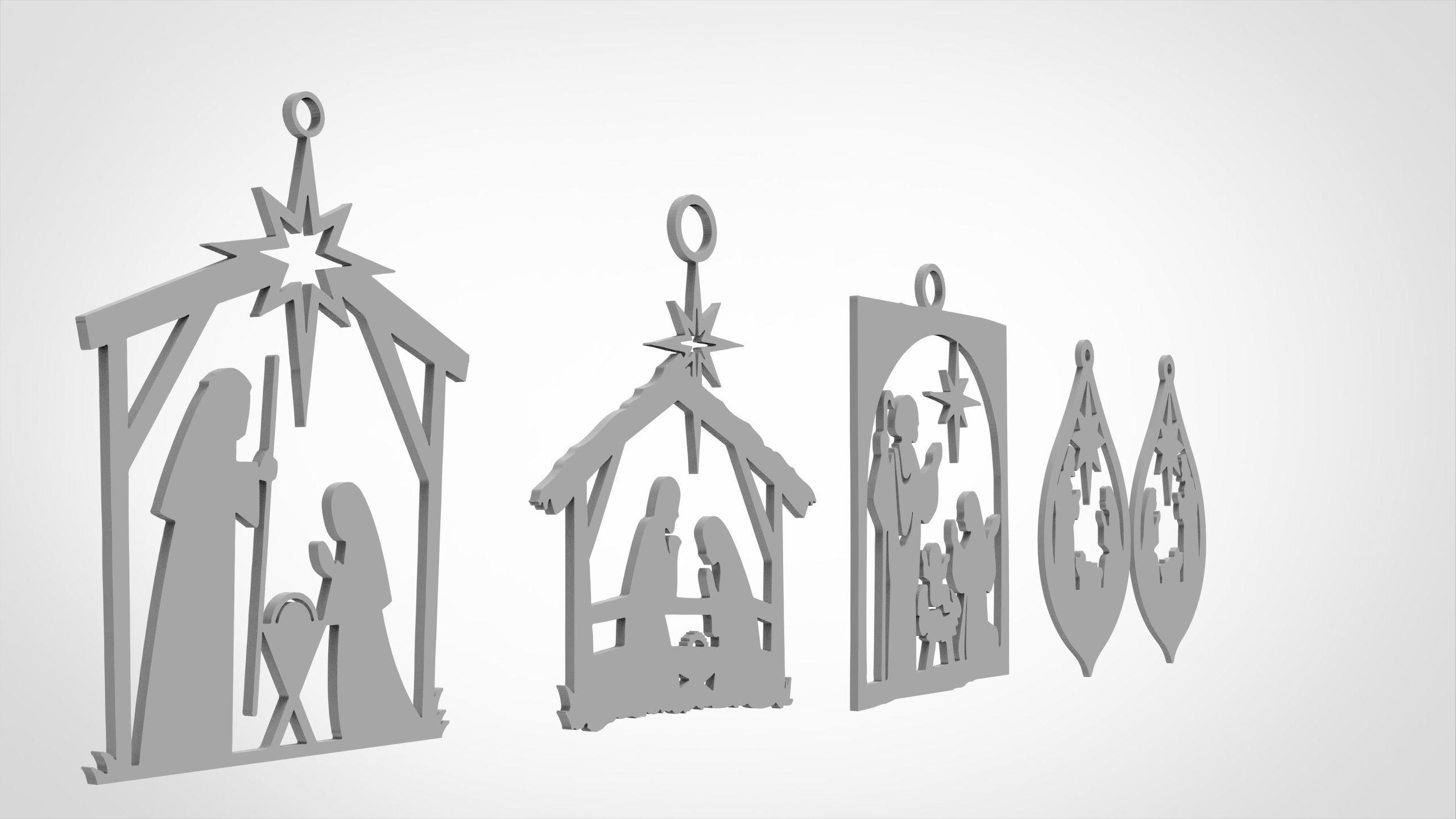 Christmas Holy Family ornaments Pack of 4   3D print model_1