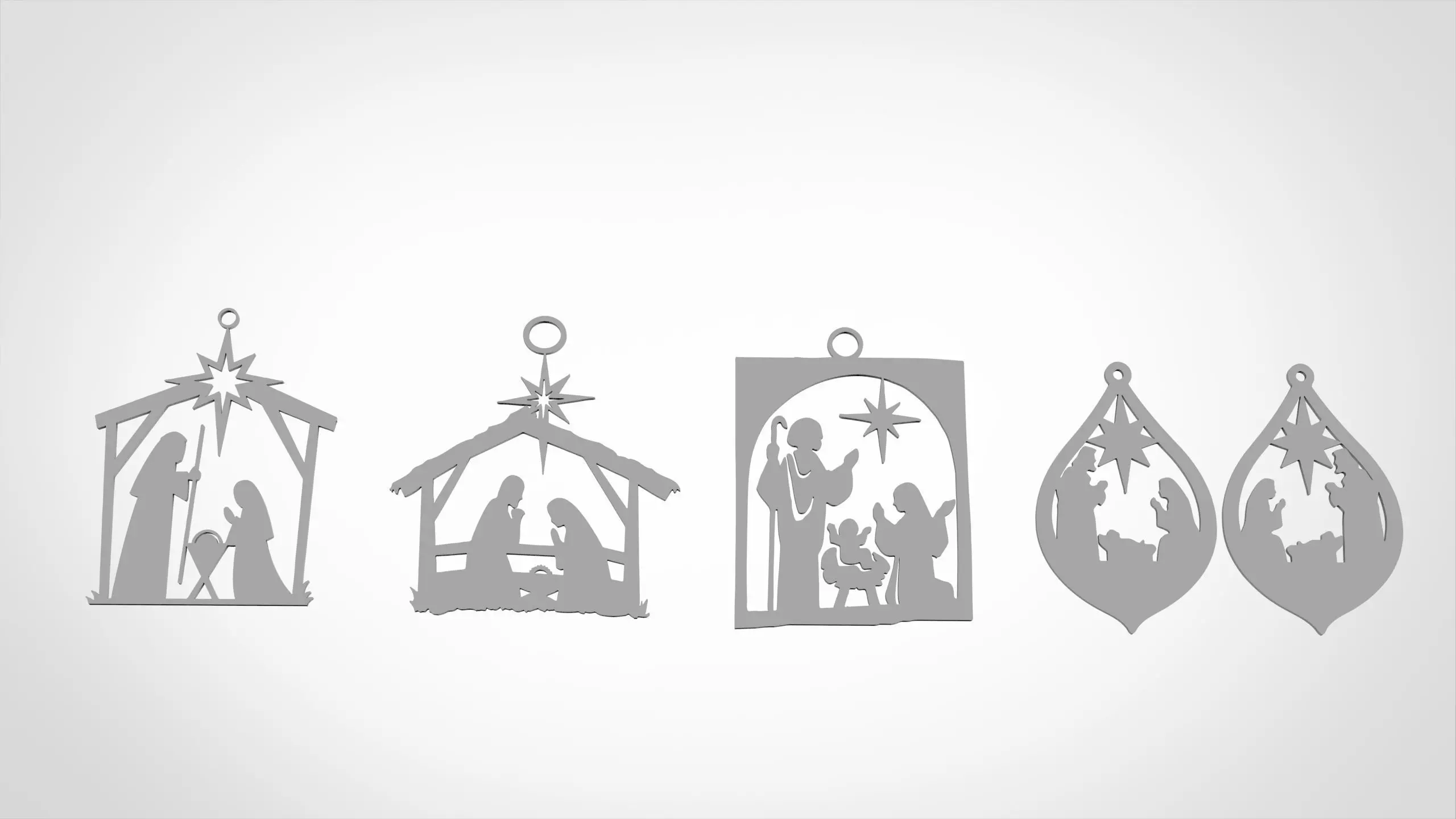 Christmas Holy Family ornaments Pack of 4   3D print model_0