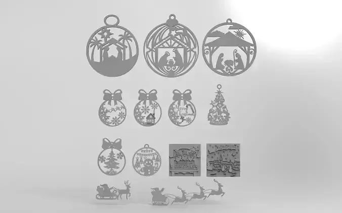 Christmas Holy Family ornaments Pack of 13-  3D print model 3D print model