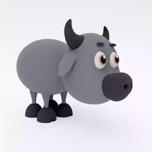 Buffalo cartoon animal 3d model