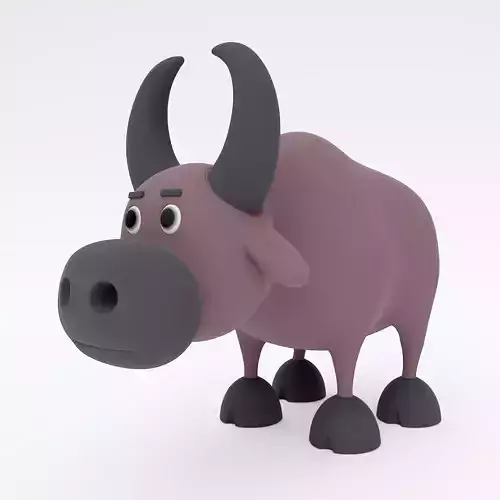 Buffalo animal cartoon 3d model 