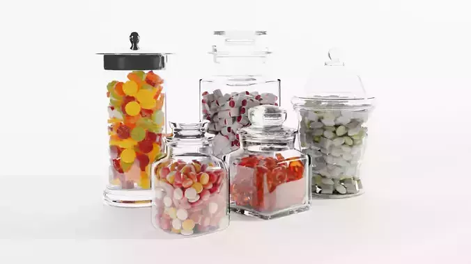 Candy in Jars 3D Model Collection