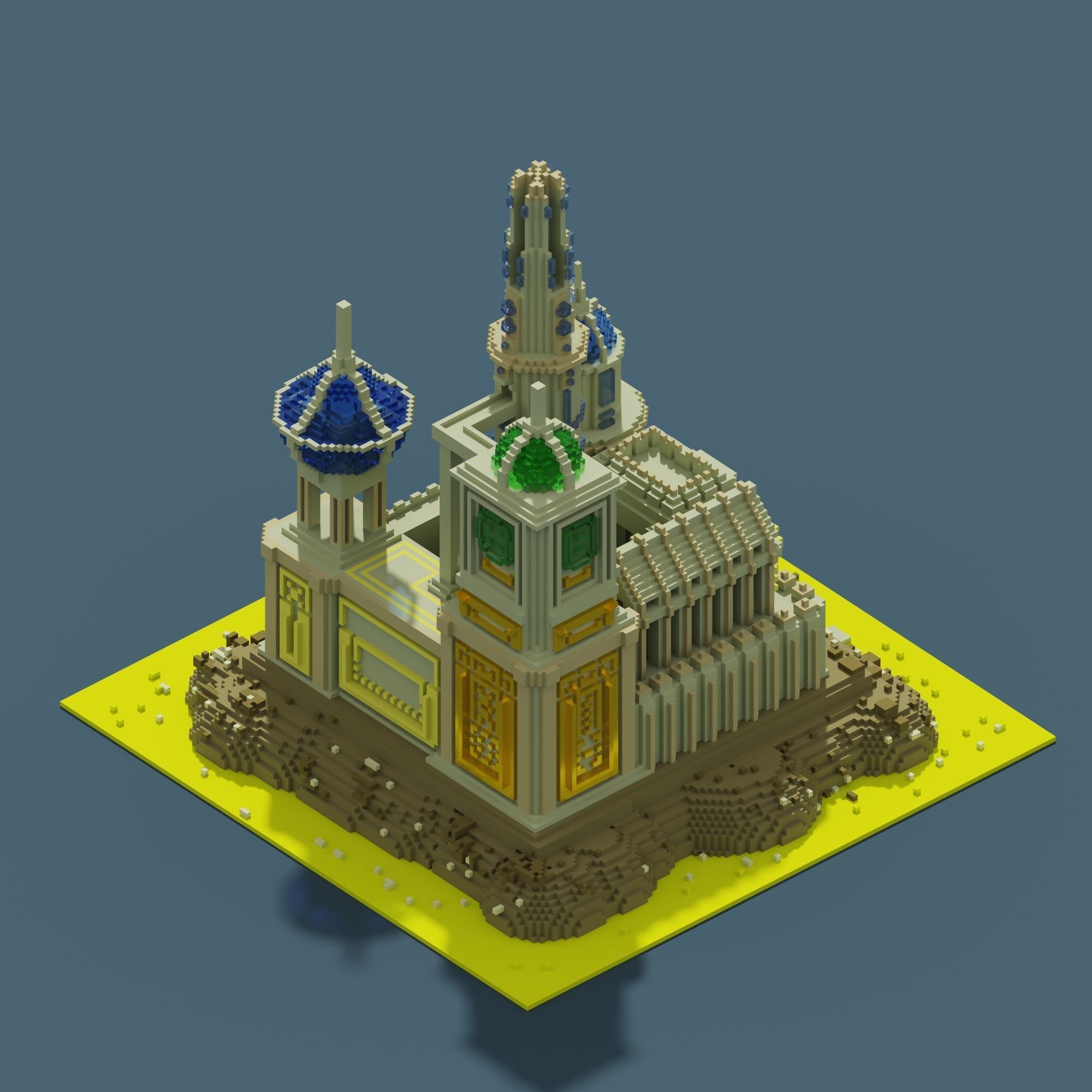 voxel castel 128x128x128 cube Low-poly 3D model_6