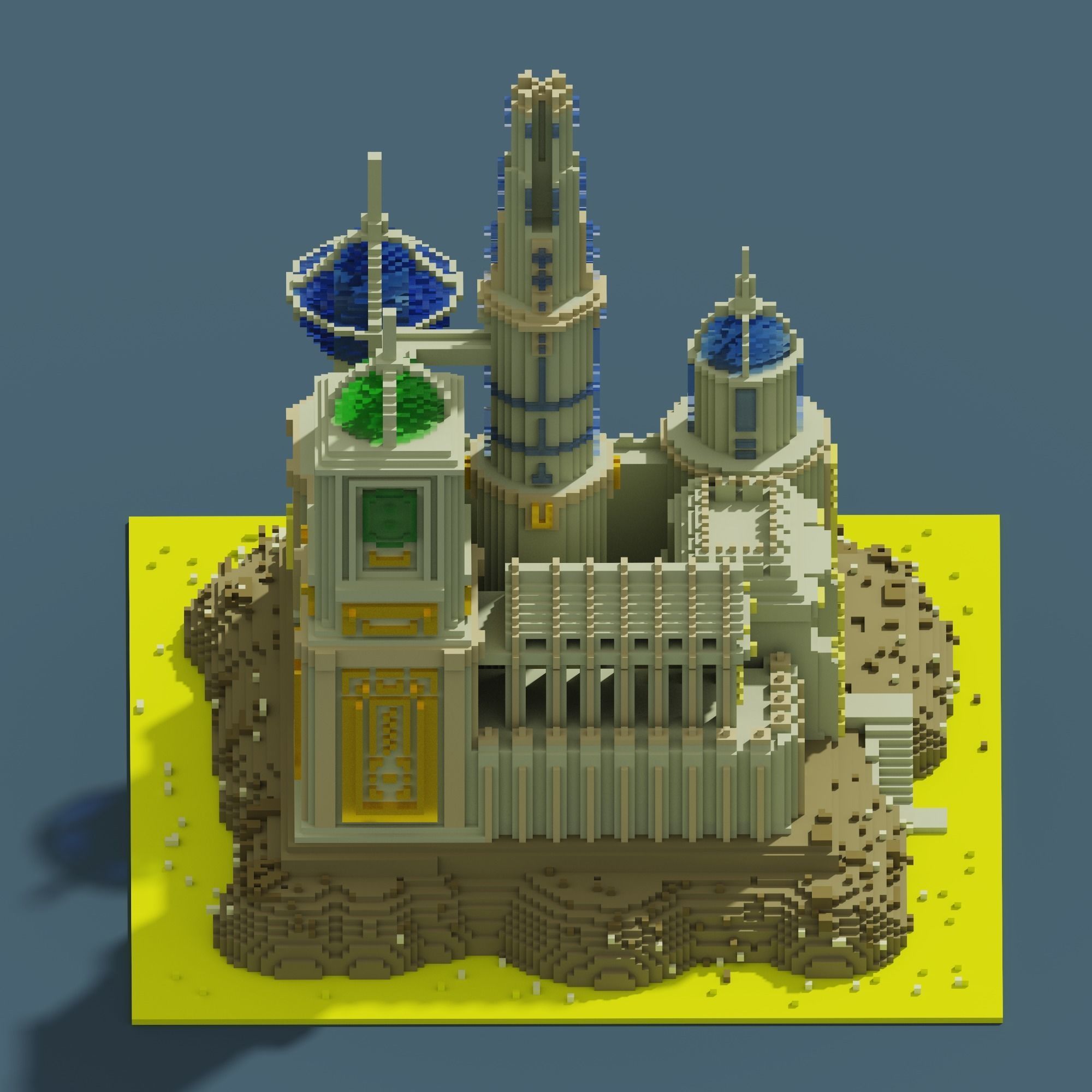 voxel castel 128x128x128 cube Low-poly 3D model_7