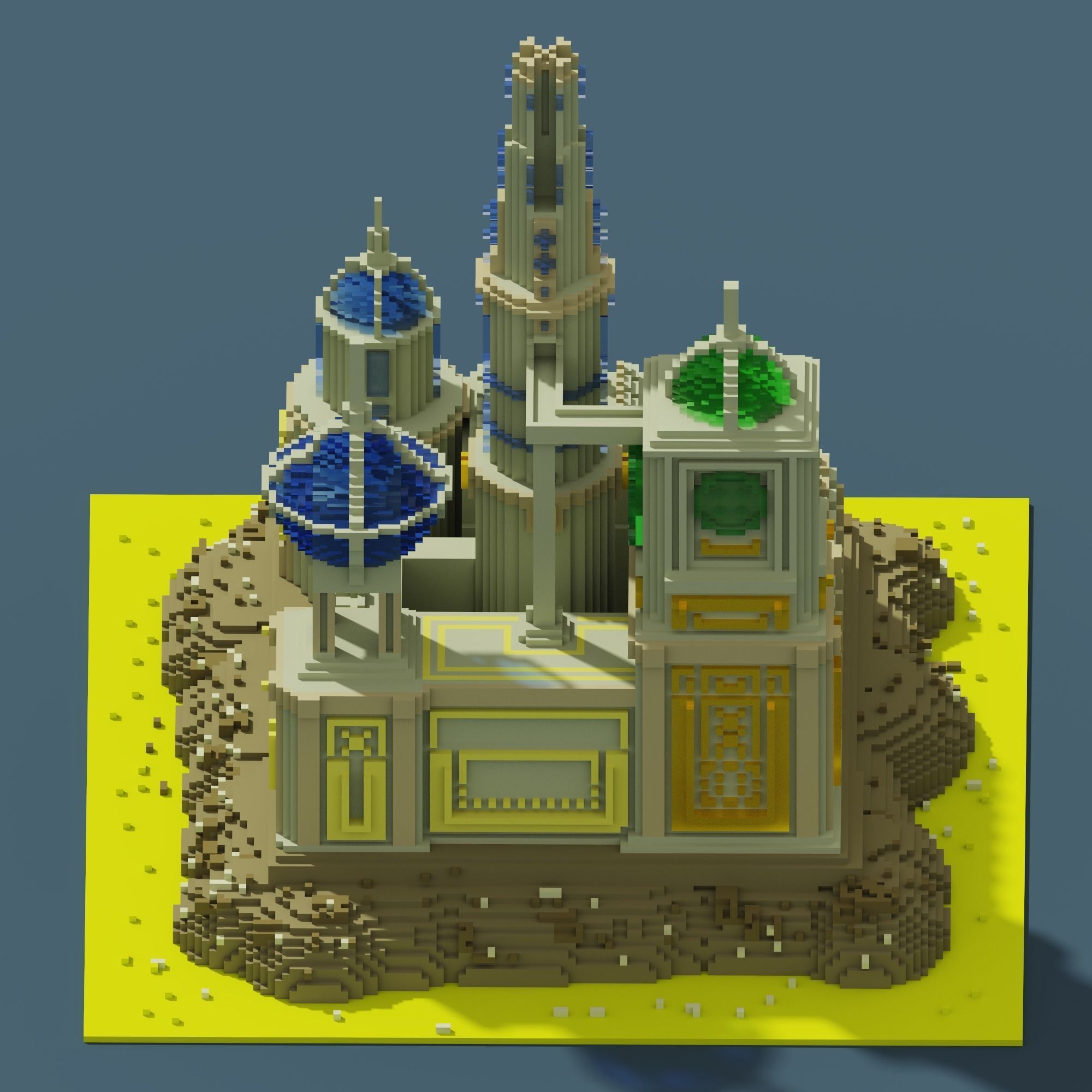 voxel castel 128x128x128 cube Low-poly 3D model_5