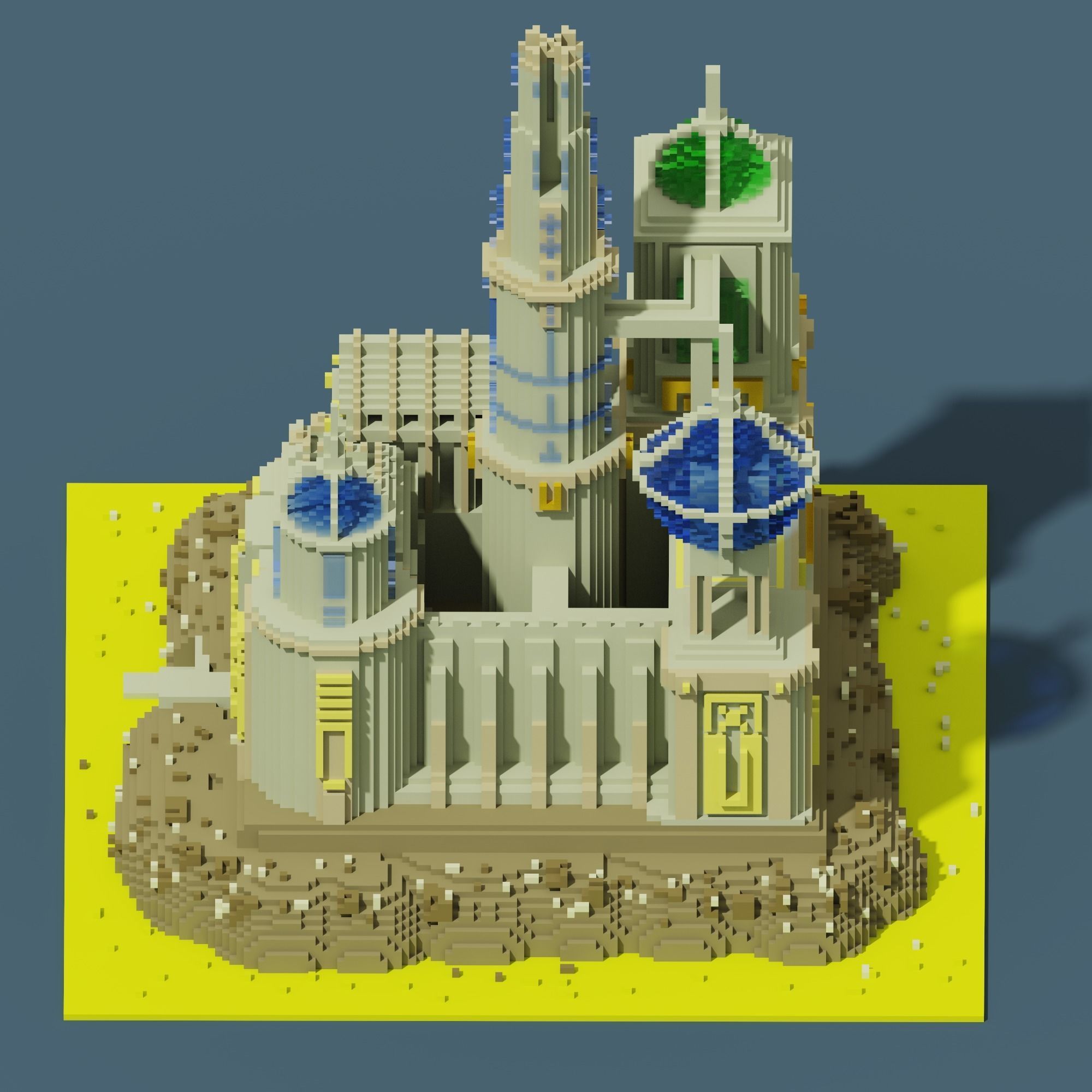 voxel castel 128x128x128 cube Low-poly 3D model_3