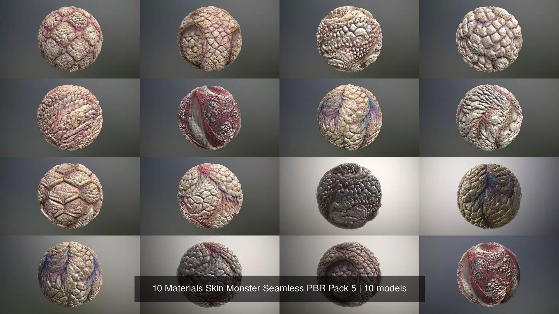 10 Materials Skin Monster Seamless PBR Pack 5 Texture_1