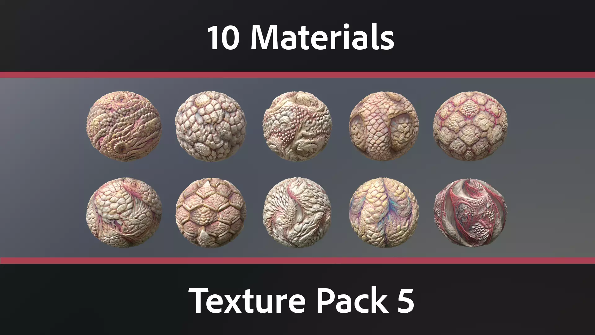 10 Materials Skin Monster Seamless PBR Pack 5 Texture_0