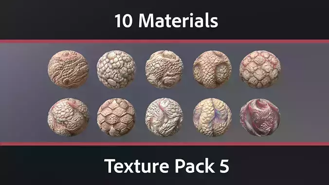 10 Materials Skin Monster Seamless PBR Pack 5 Texture