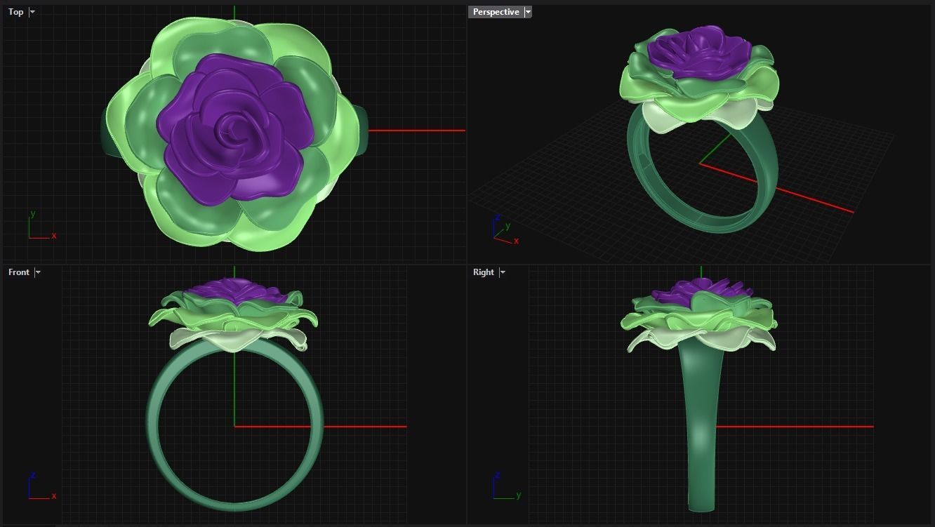 The Gold Rose Ring 3D print model_31