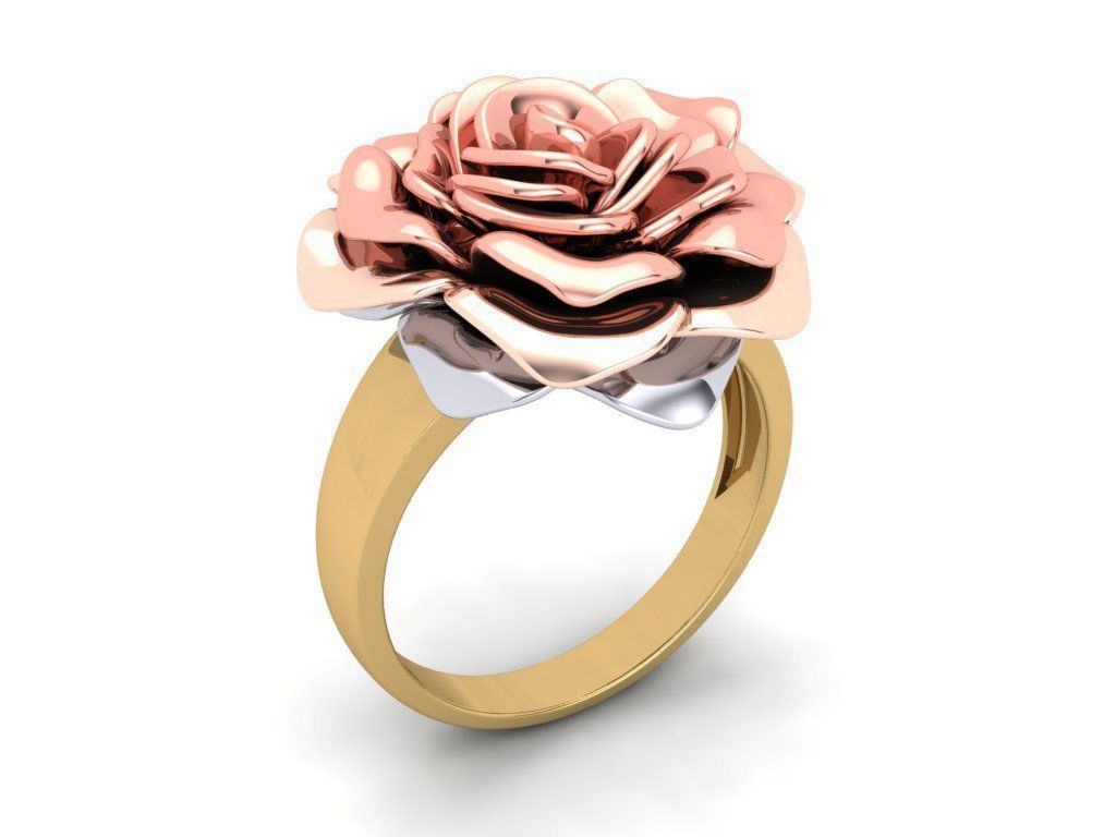 The Gold Rose Ring 3D print model_9