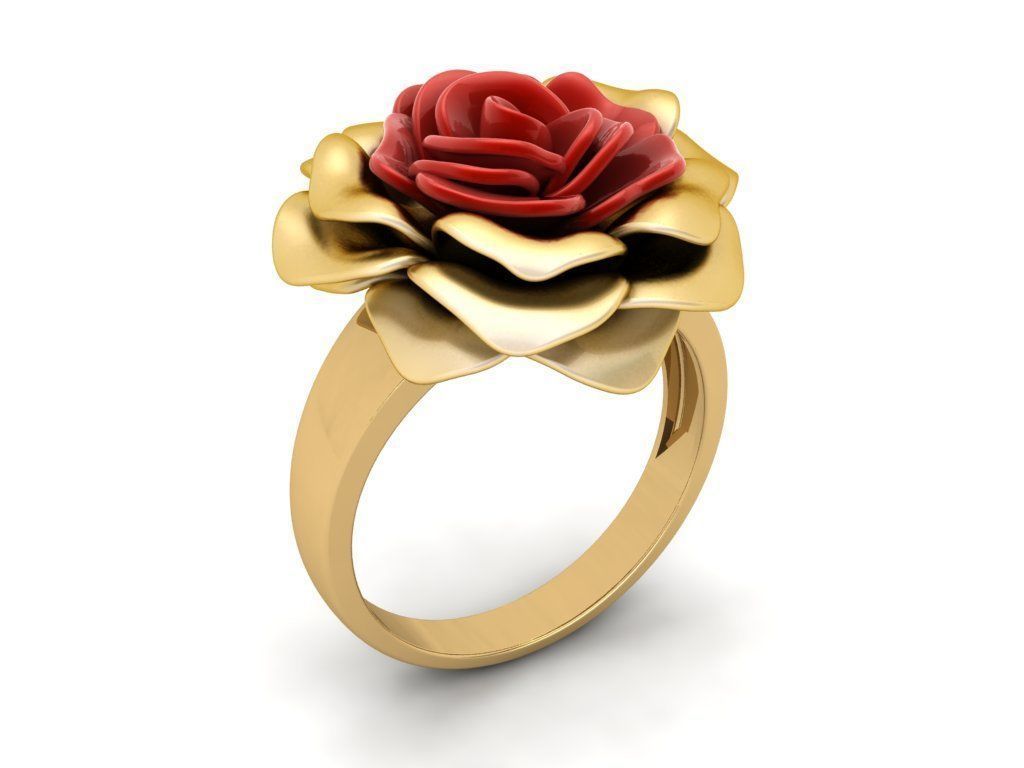 The Gold Rose Ring 3D print model_7