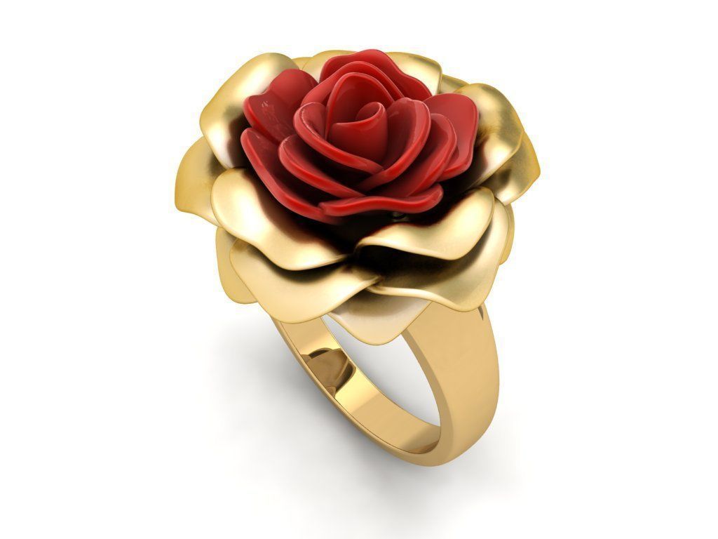 The Gold Rose Ring 3D print model_4