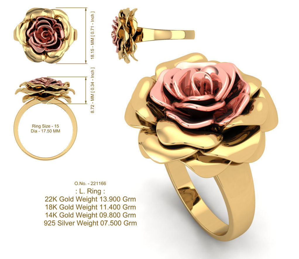 The Gold Rose Ring 3D print model_22