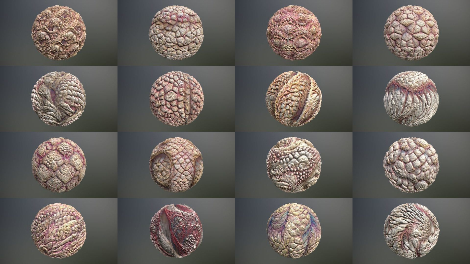 50 Materials Skin Monster Seamless PBR Bundle 1 Texture_5