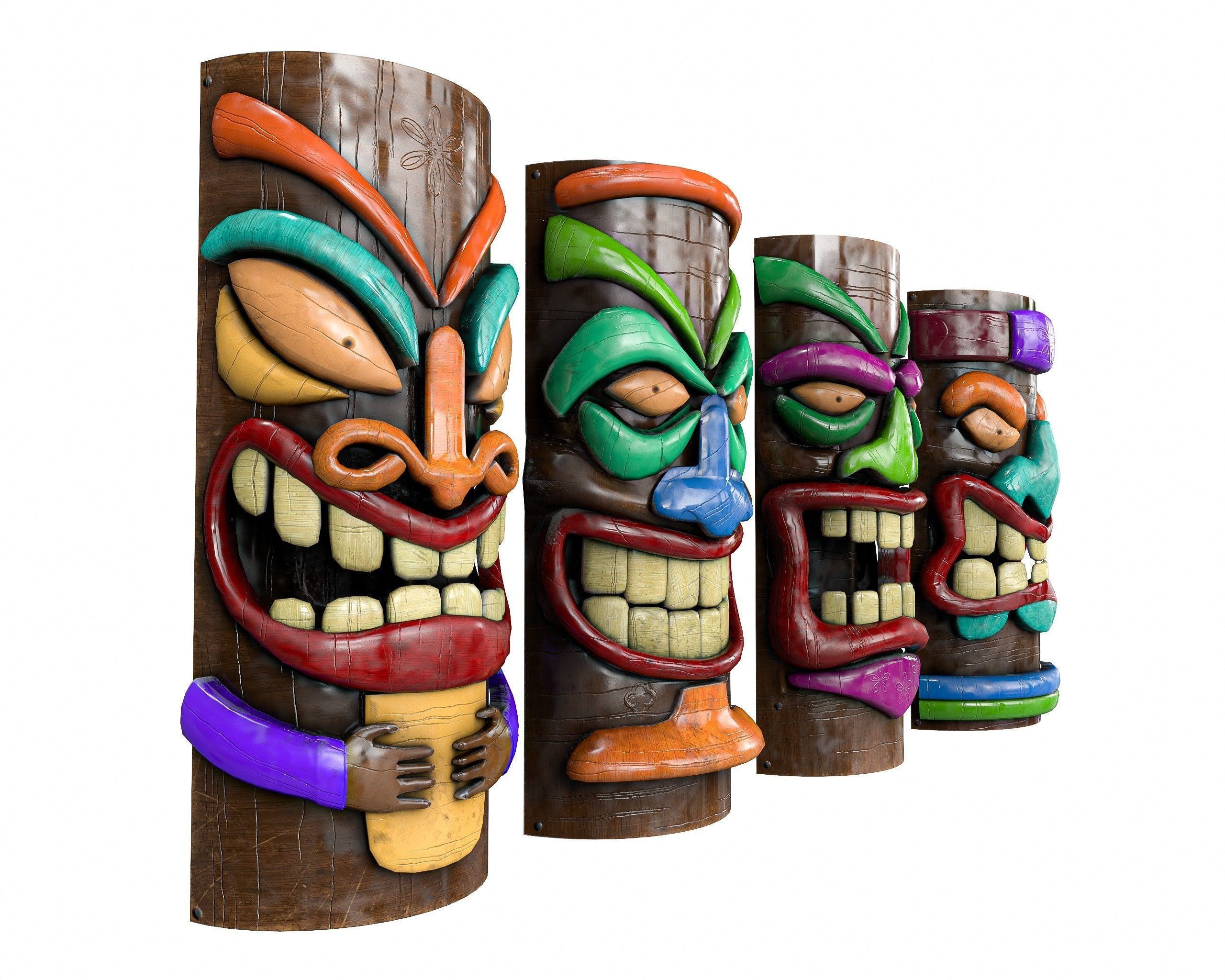 Tiki Face Pack   Low-poly 3D model_2