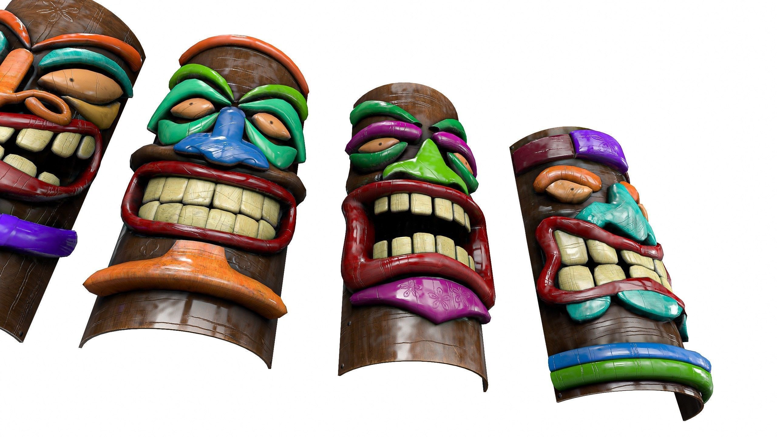 Tiki Face Pack   Low-poly 3D model_6