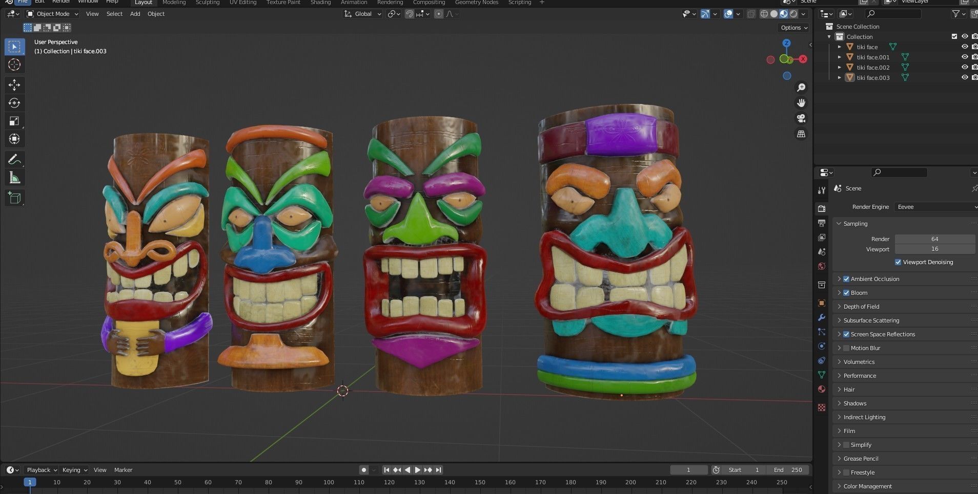 Tiki Face Pack   Low-poly 3D model_10