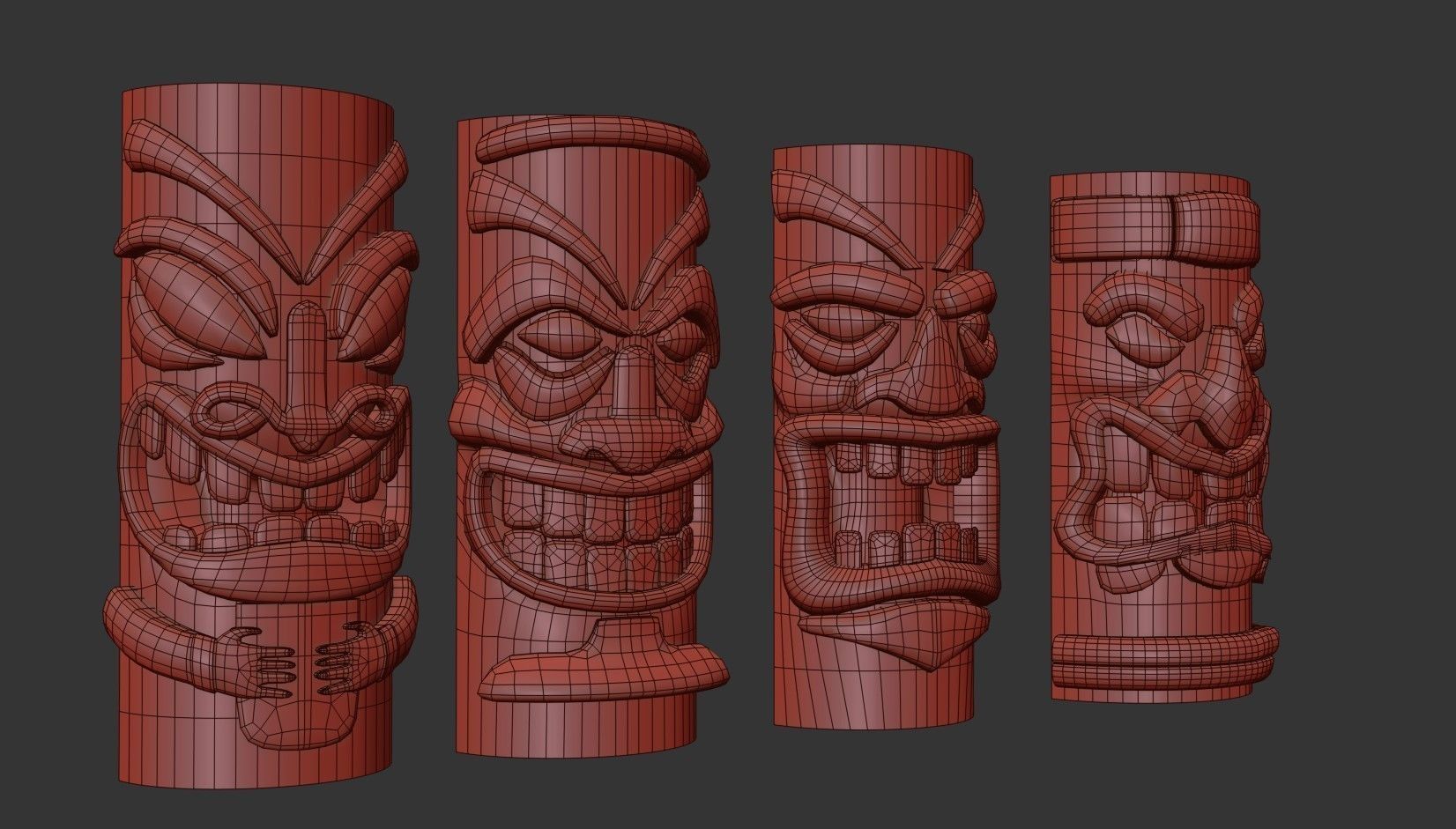 Tiki Face Pack   Low-poly 3D model_12