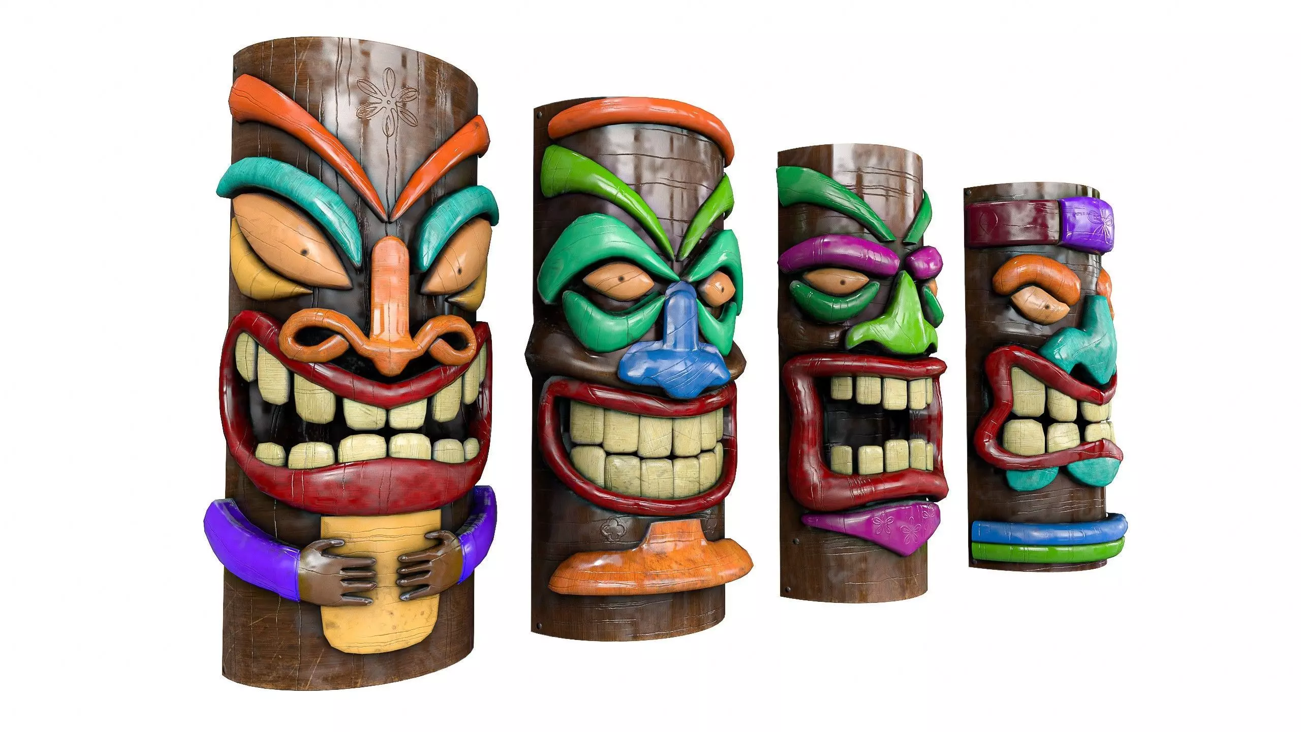 Tiki Face Pack   Low-poly 3D model_0