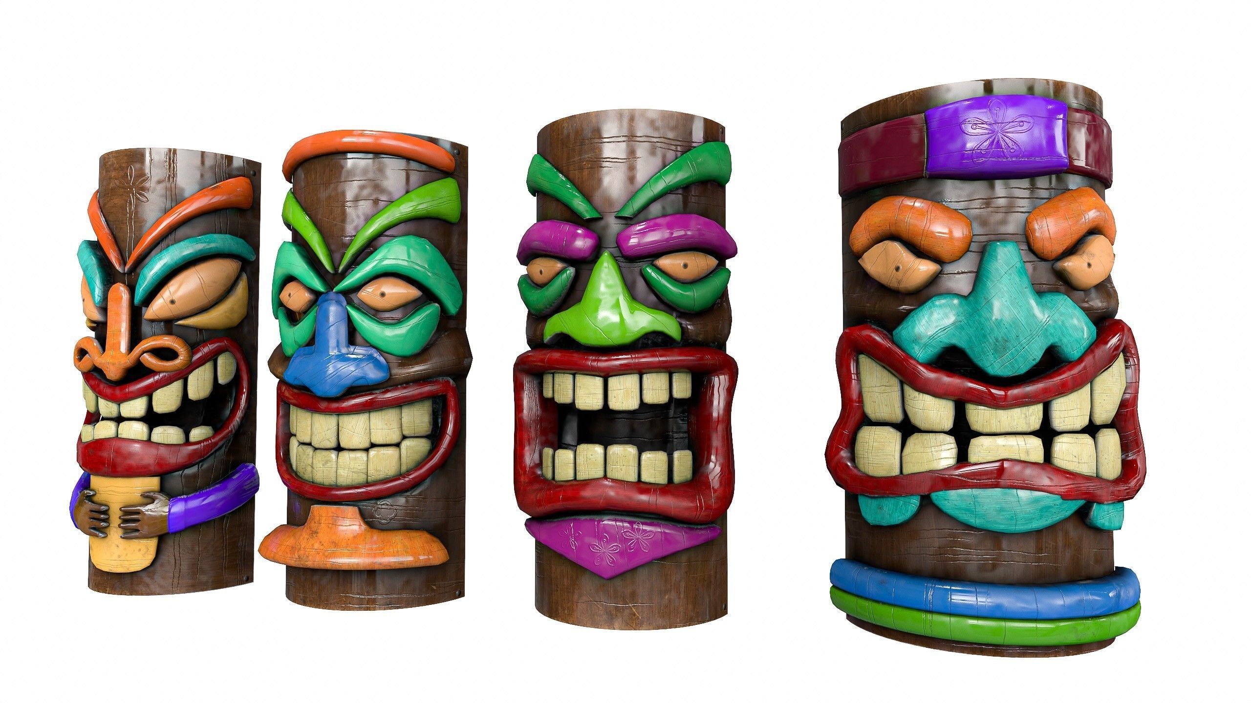 Tiki Face Pack   Low-poly 3D model_3