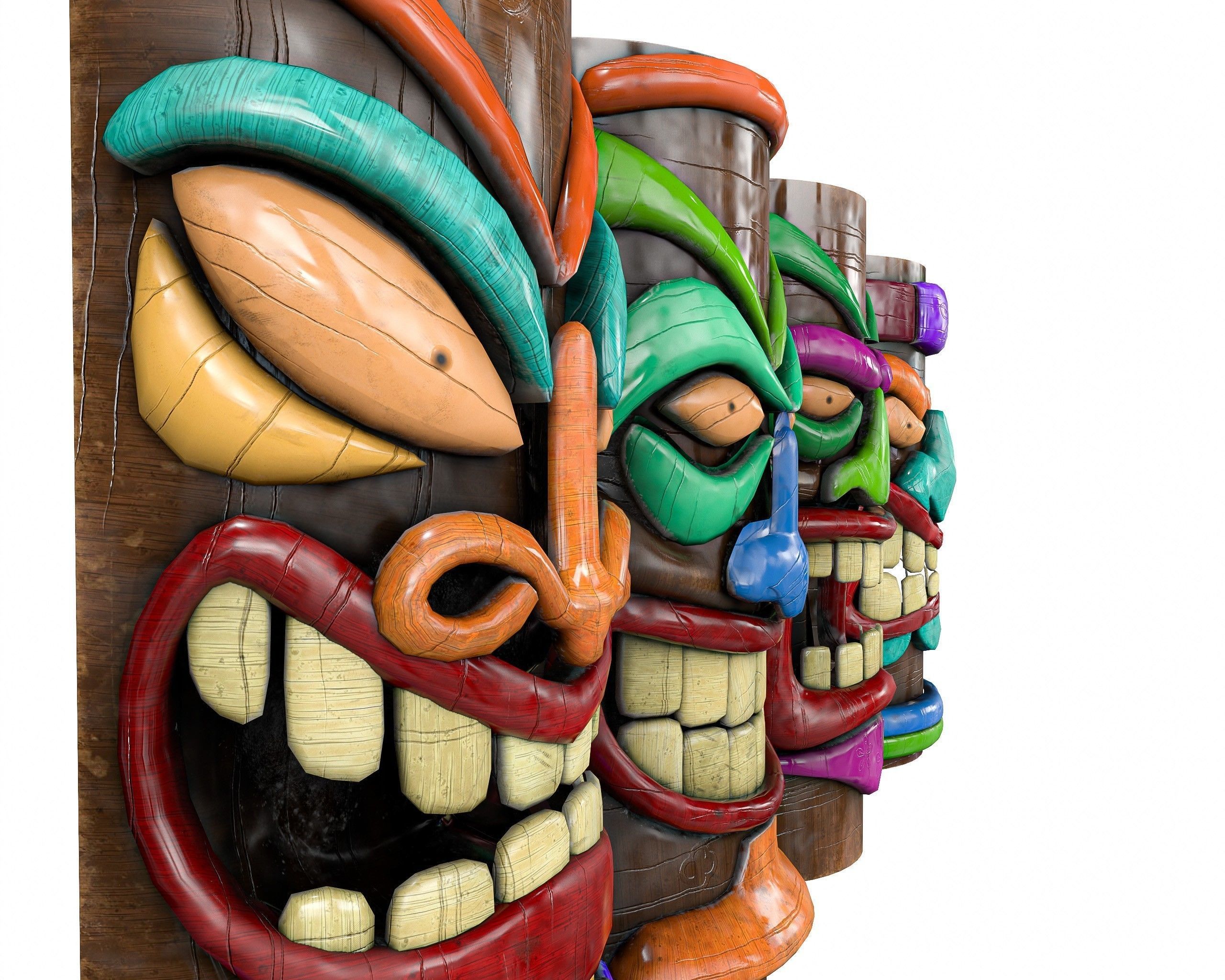 Tiki Face Pack   Low-poly 3D model_5