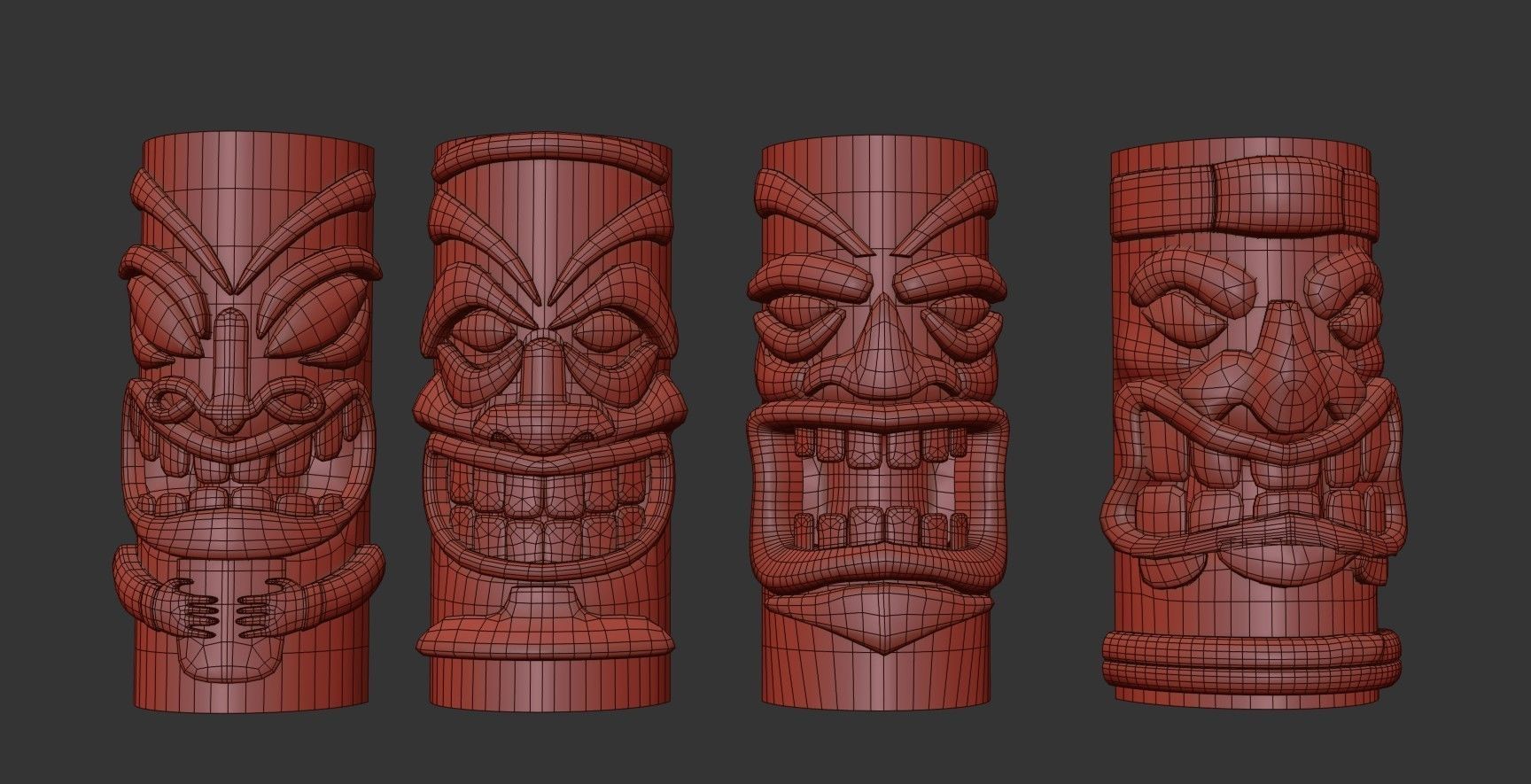 Tiki Face Pack   Low-poly 3D model_14