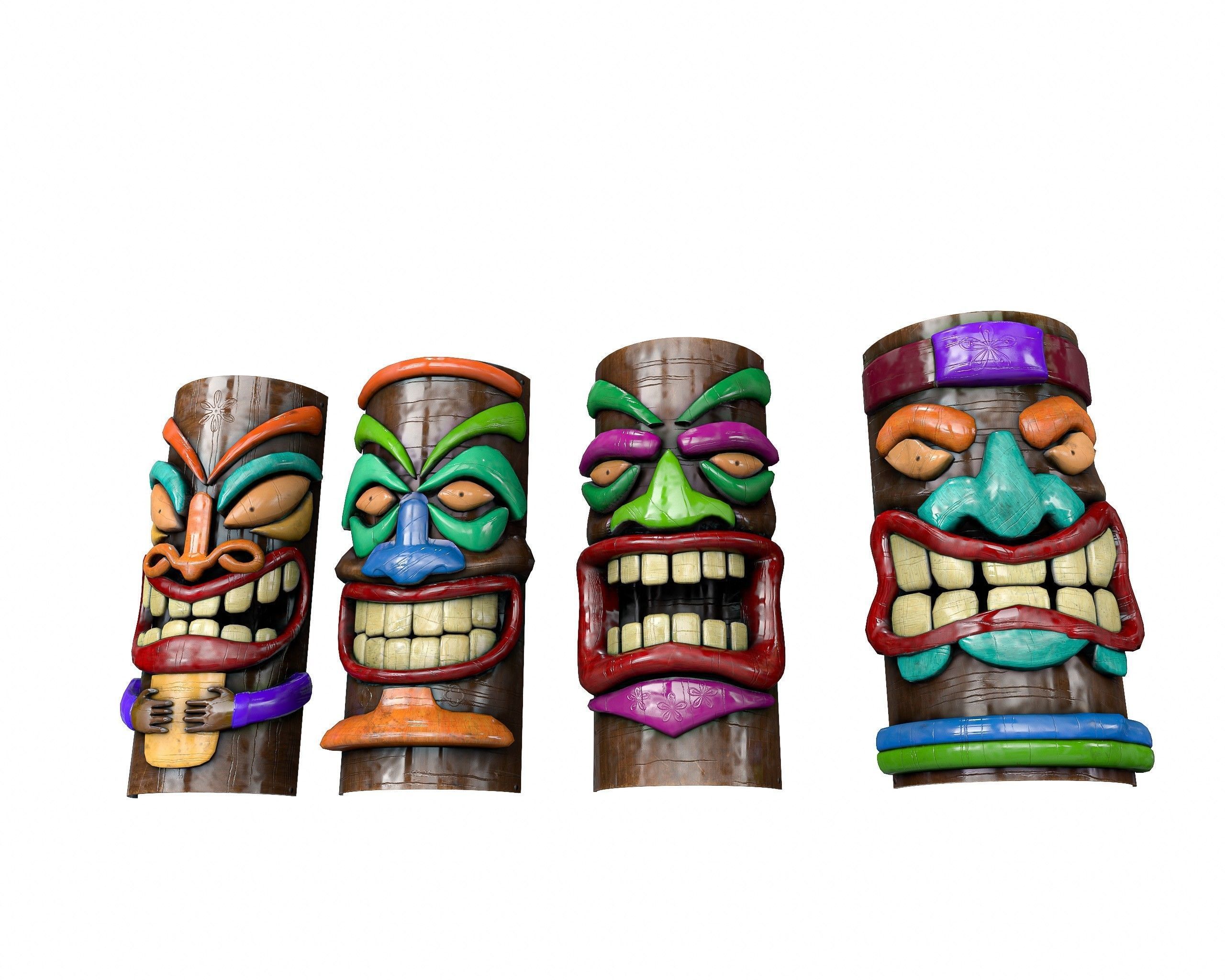 Tiki Face Pack   Low-poly 3D model_7