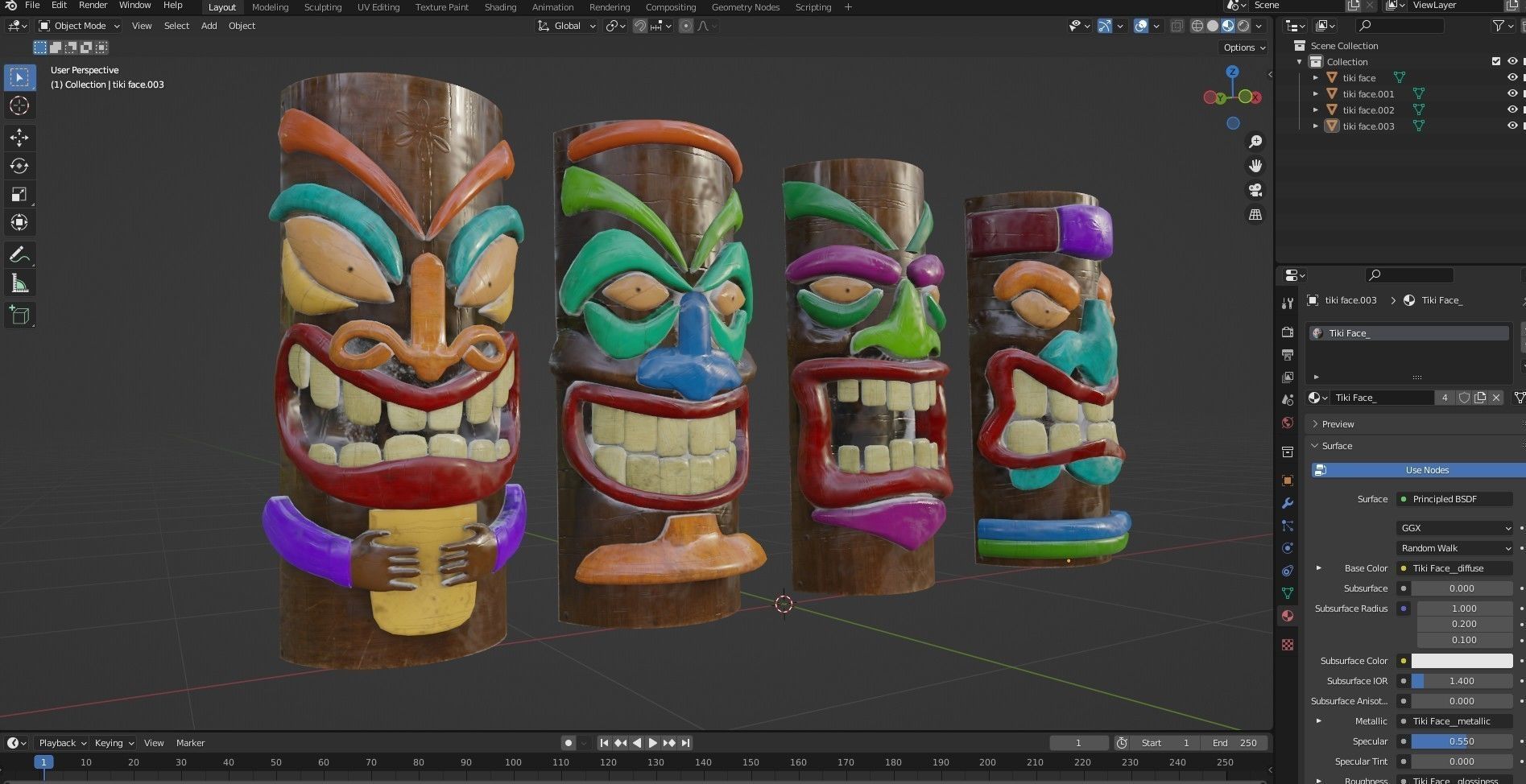 Tiki Face Pack   Low-poly 3D model_9