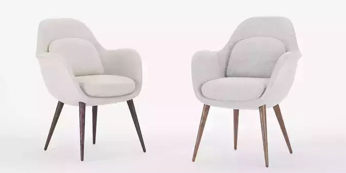 Fredericia Swoon dining chair wood base 2 upholstery variations 3D model