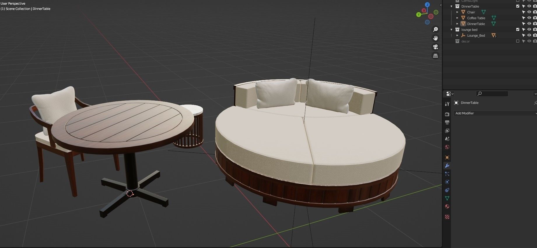 Lounge Set side table with marble top Low-poly 3D model_9