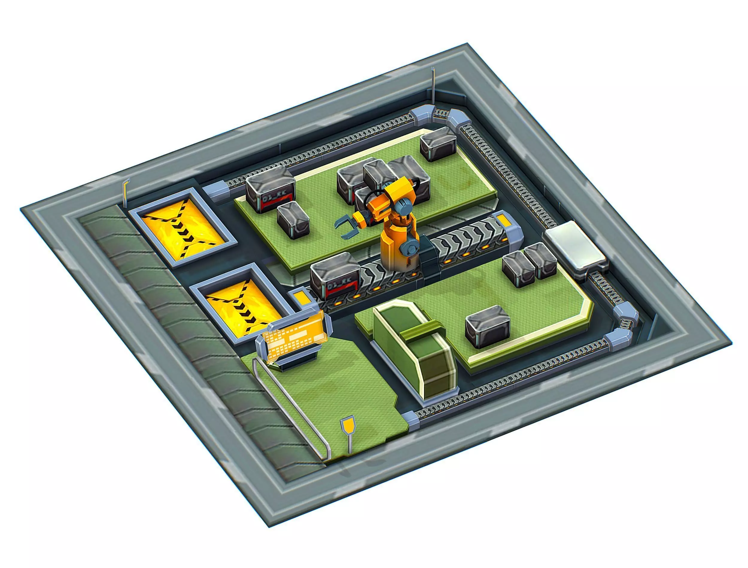 isometrical WareHouse platform upgrade 01 Low-poly 3D model