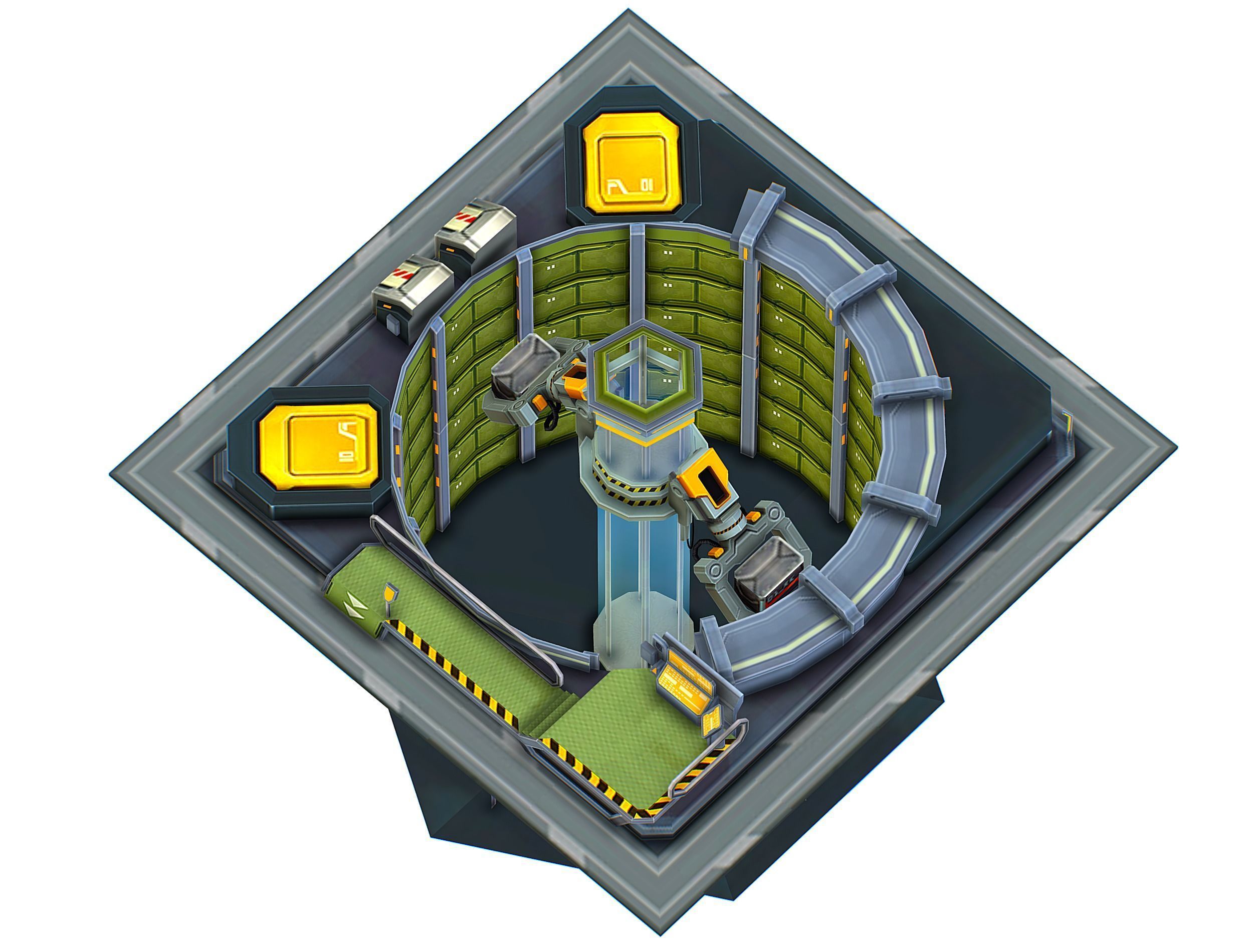 isometrical WareHouse platform upgrade 03 Low-poly 3D model_1