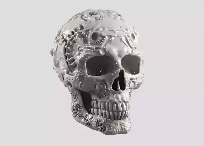 skull horn art design a09