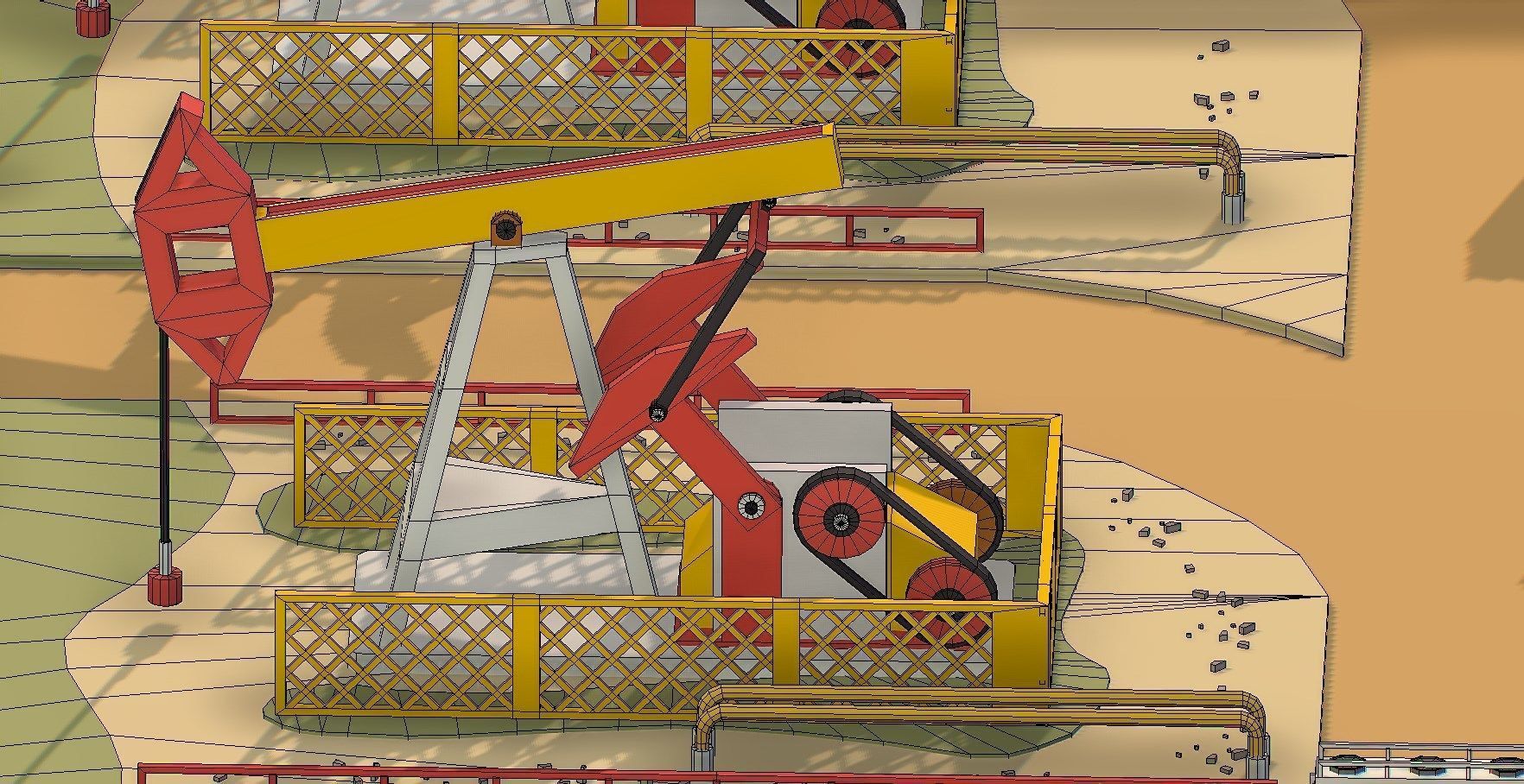 isometric oil field extracting crude big base Low-poly 3D model_10